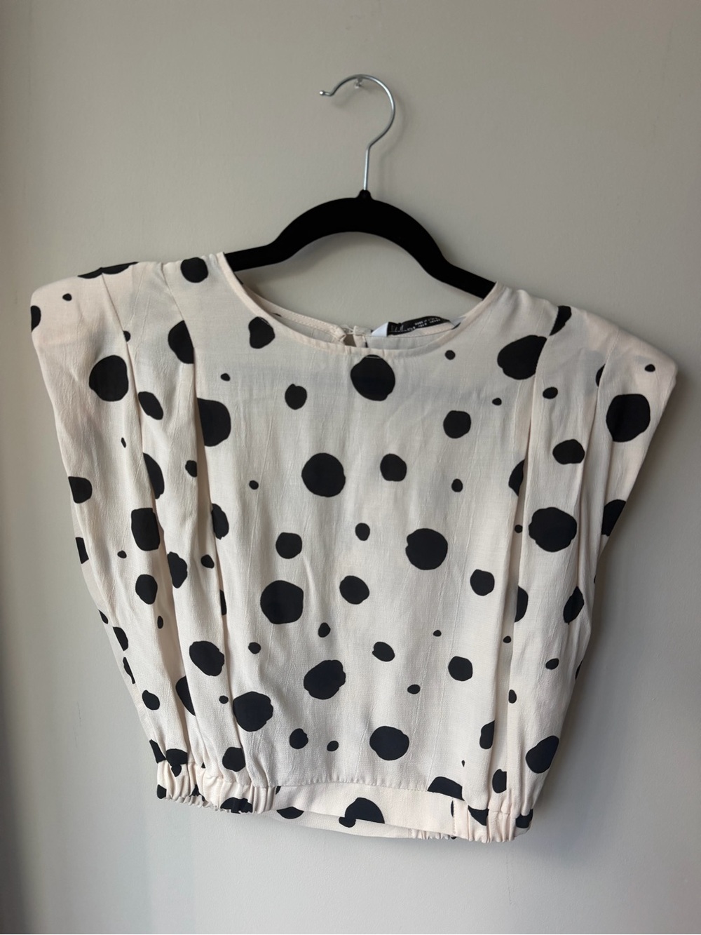 Zara Cream Crop Top with Black Polka Dots
